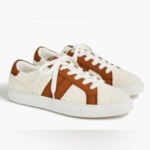 J. Crew Textured Brown and Cream Sneakers
